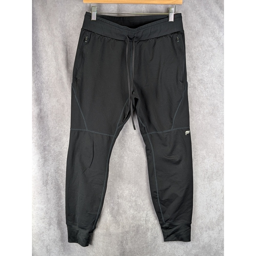 Fabletics Mens Training Joggers Black Drawstring Zipper Pockets PT2500502 Small